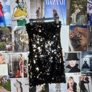 Black Sequin Edikted Strapless Mini Dress, Size Medium